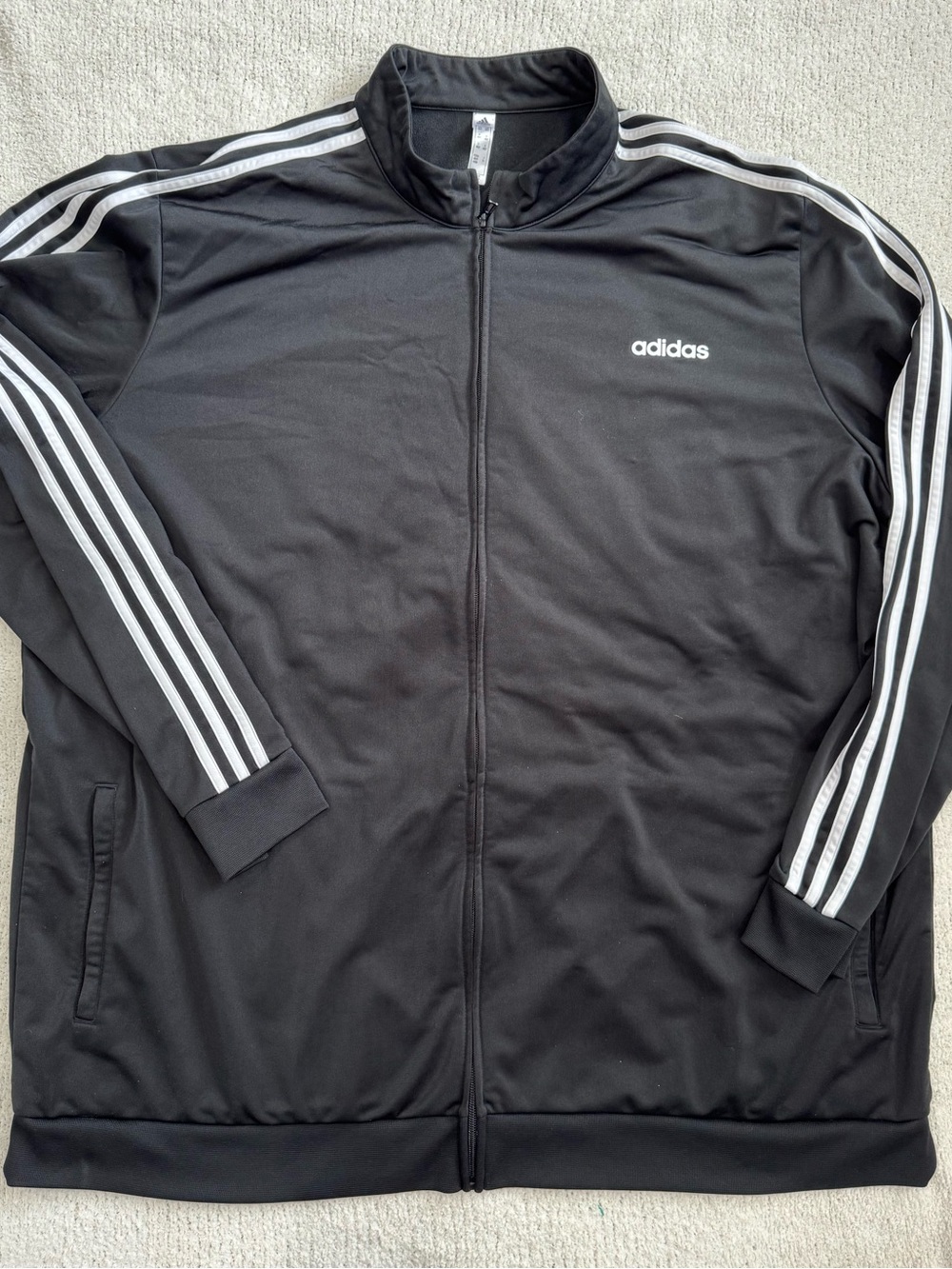 adidas Black Track Jacket with White Three-Stripe Detail
